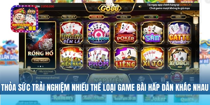 Thỏa sức trải nghiệm nhiều thể loại game bài hấp dẫn khác nhau